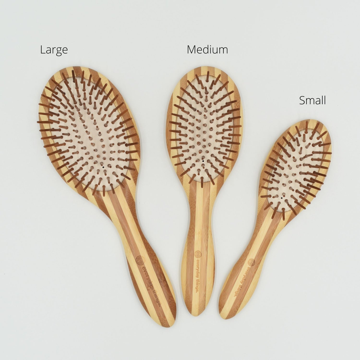 Bamboo hairbrush in three sizes