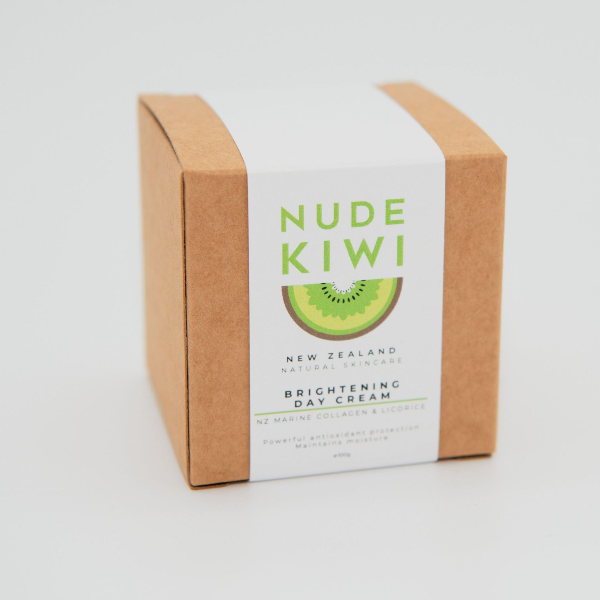 Nude Kiwi Brightening Day Cream 100g - NZ Marine Collagen & Licorice - Naturally Fabulous