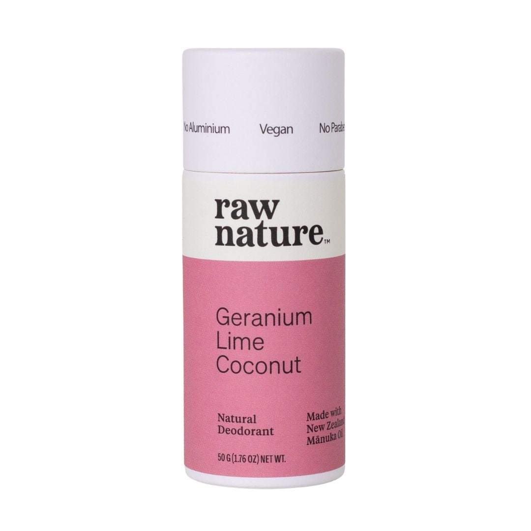 Raw Nature Deodorant Stick - Geranium Lime Coconut 50g - Naturally Fabulous