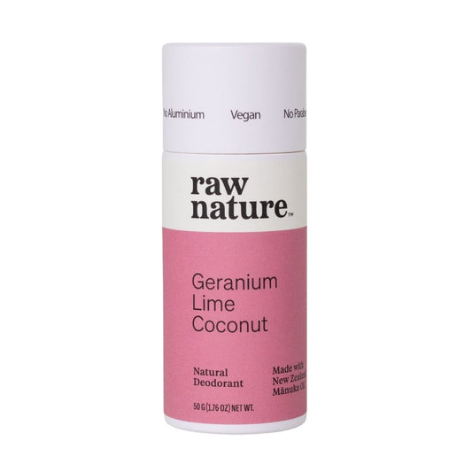 Raw Nature Deodorant Stick - Geranium Lime Coconut 50g - Naturally Fabulous