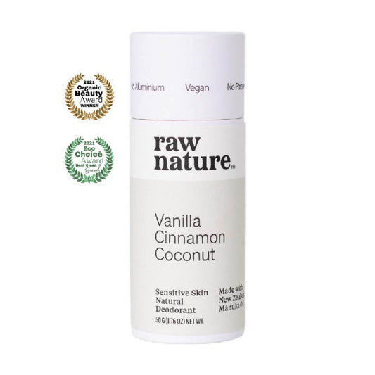 Raw Nature Natural Deodorant 50g - Vanilla + Cinnamon (No Baking Soda) - Naturally Fabulous