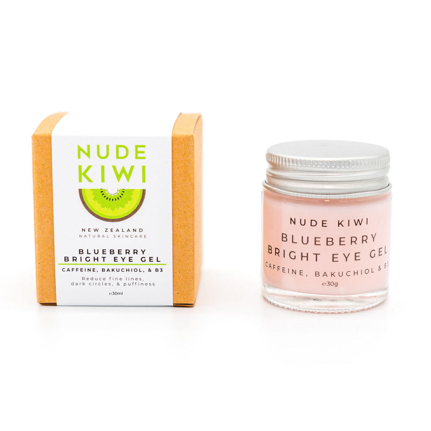 Nude Kiwi Blueberry Bright Eye Gel 30g | Caffeine, Bakuchiol, B3