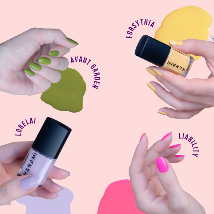 4 stunning summer colours in hot pink, pastel purple, daily yellow and avocado green