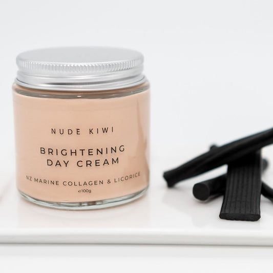 Nude Kiwi Brightening Day Cream 100g - NZ Marine Collagen & Licorice - Naturally Fabulous