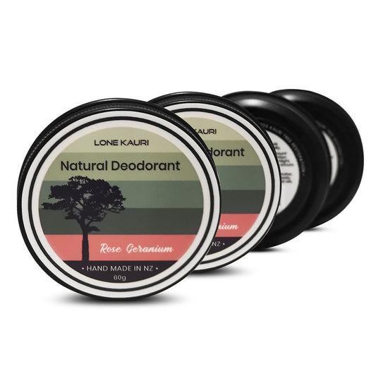 Lone Kauri Natural Deodorant 60g - Rose Geranium - Aluminium Free - Naturally Fabulous