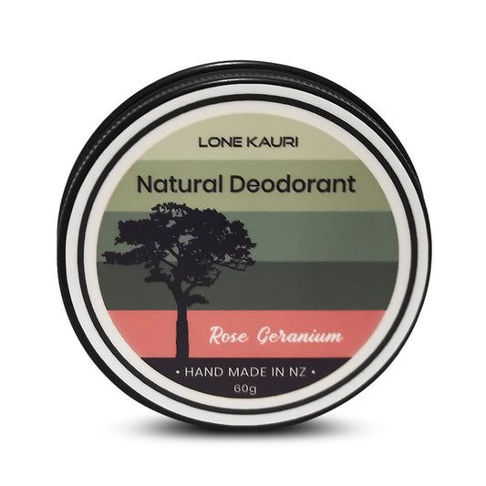 Lone Kauri Natural Deodorant 60g - Rose Geranium - Aluminium Free