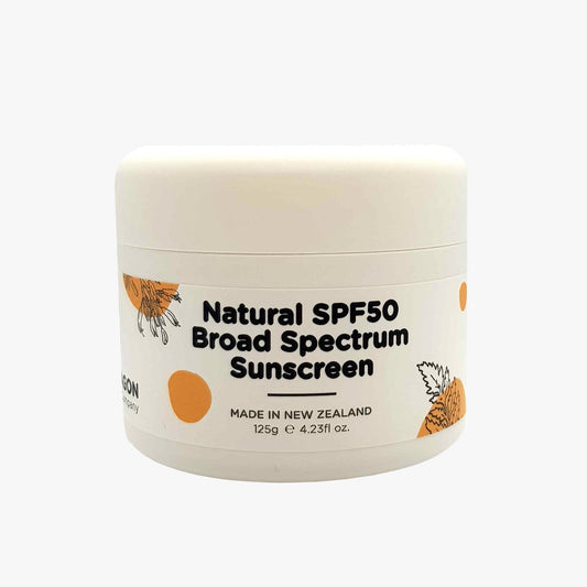Natural SPF 50 Broad Spectrum Sunscreen. Made in NZ